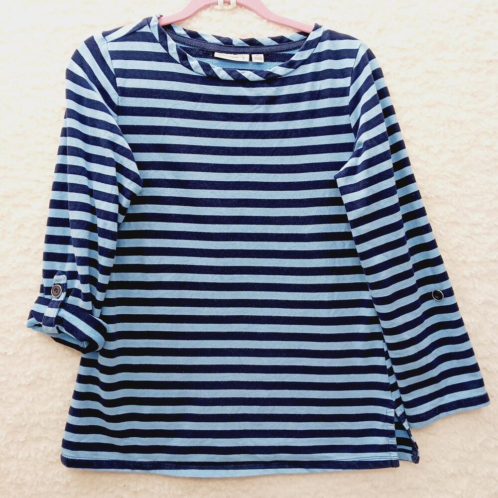 T-Shirt Women Tunic Striped Blue Black Nautical Cruise Sailorcore Tab Size XS